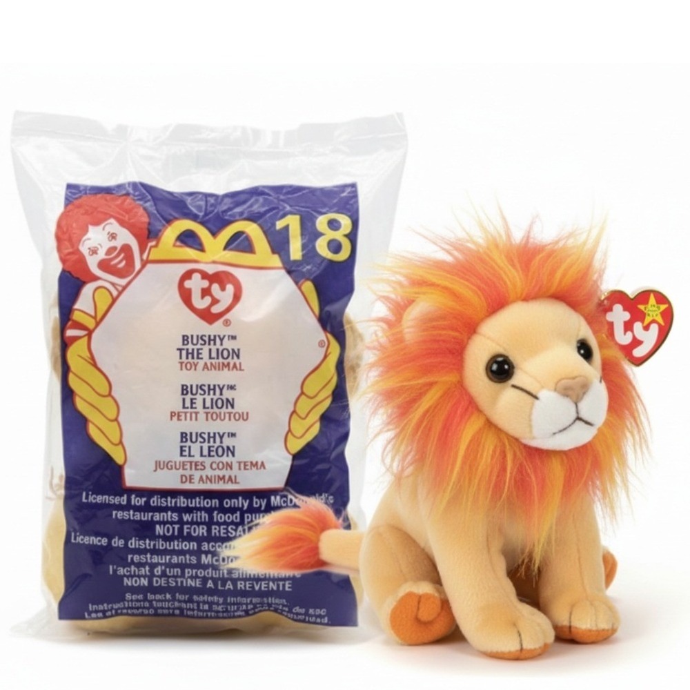 McDonalds Happy Meal TY Beanie Baby #18 Bushy the‎ Lion 2000